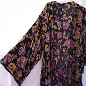 Floral 3/4 sleeve kimono
